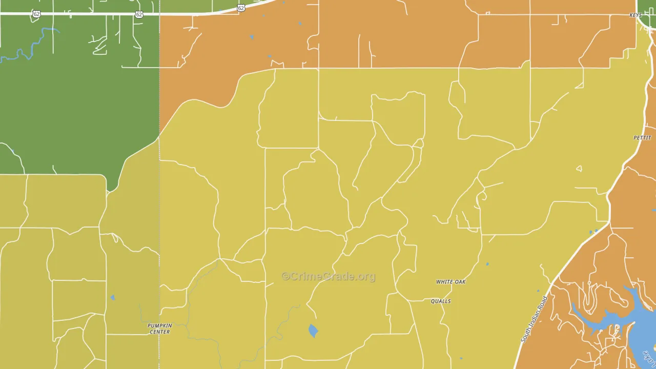Qualls, OK Map of Robbery Rates