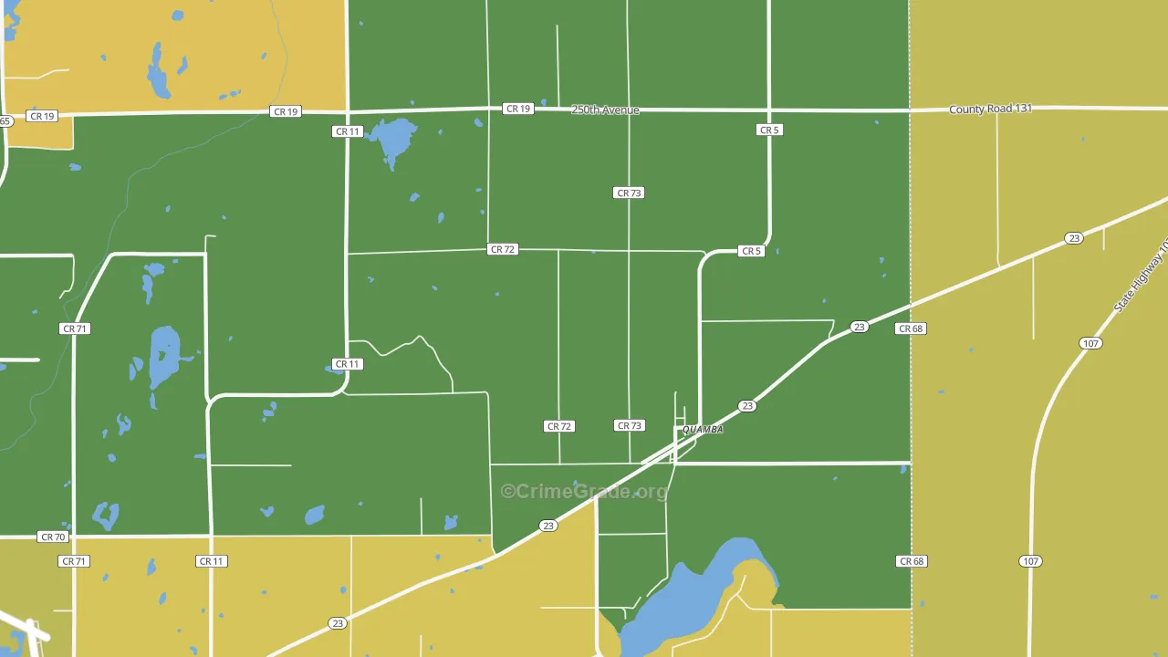 Quamba, MN Map of Robbery Rates