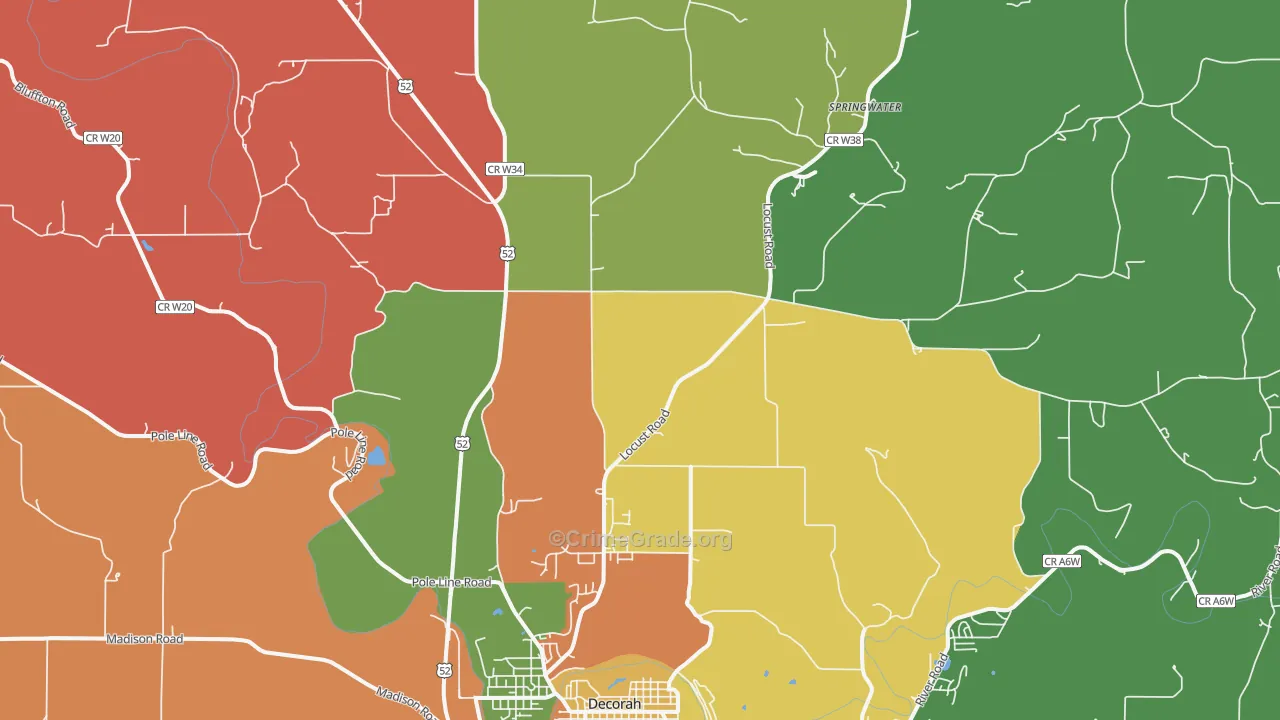 Quandahl, IA Map of Robbery Rates
