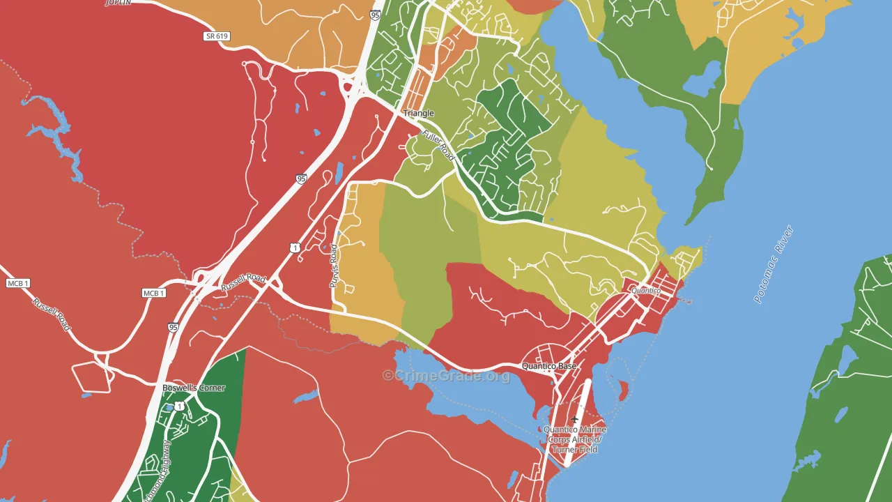 Quantico Base, VA Map of Robbery Rates