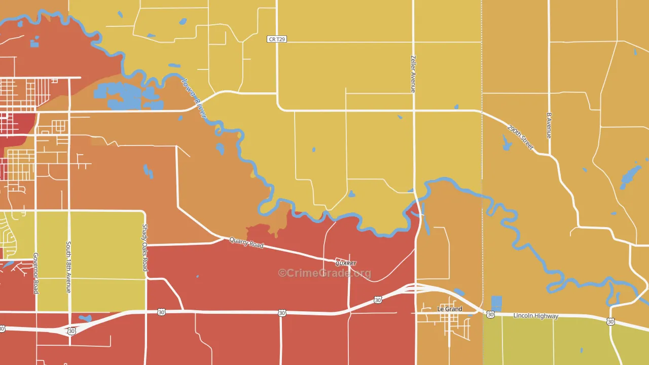 Quarry, IA Map of Robbery Rates