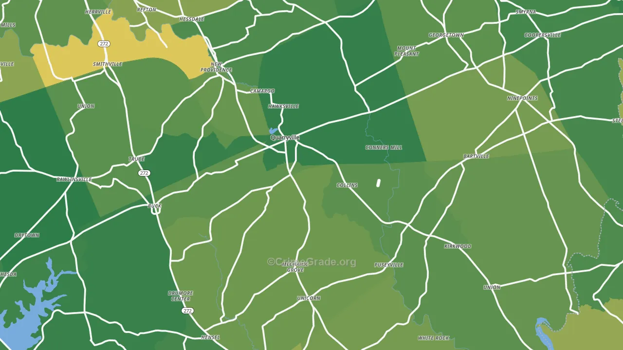 Quarryville, PA Map of Robbery Rates