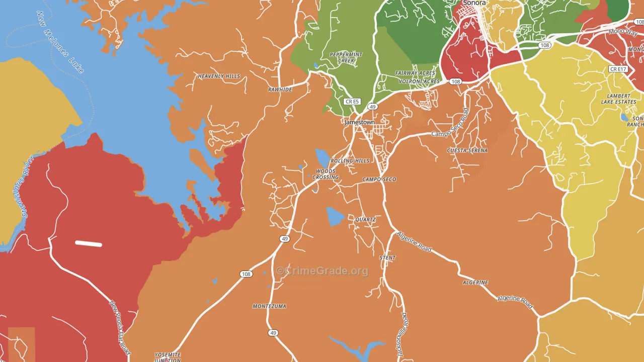 Quartz, CA Map of Robbery Rates