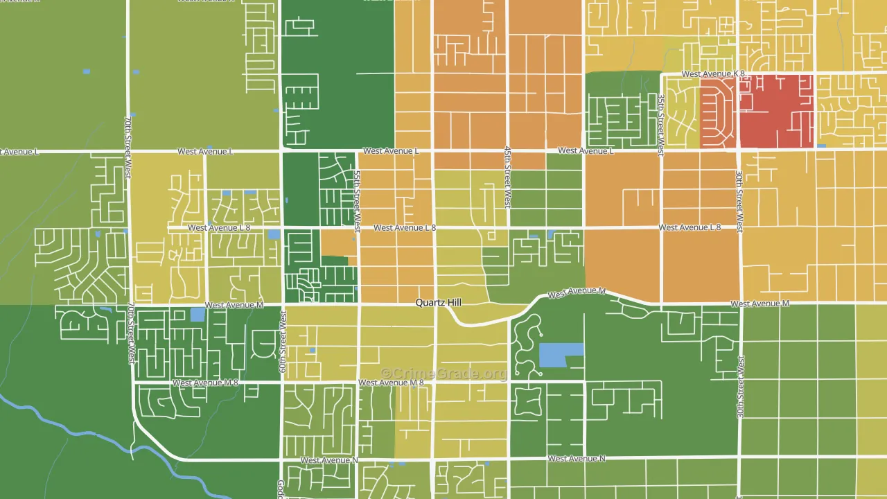 Quartz Hill, CA Map of Robbery Rates