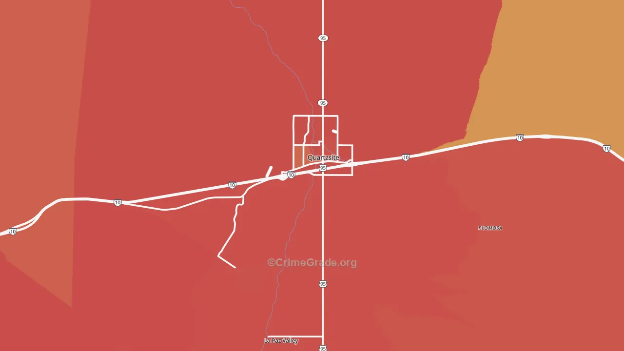Quartzsite, AZ Map of Robbery Rates