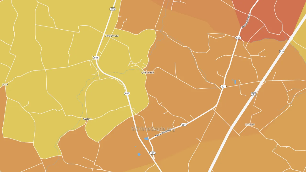 Quecreek, PA Map of Robbery Rates