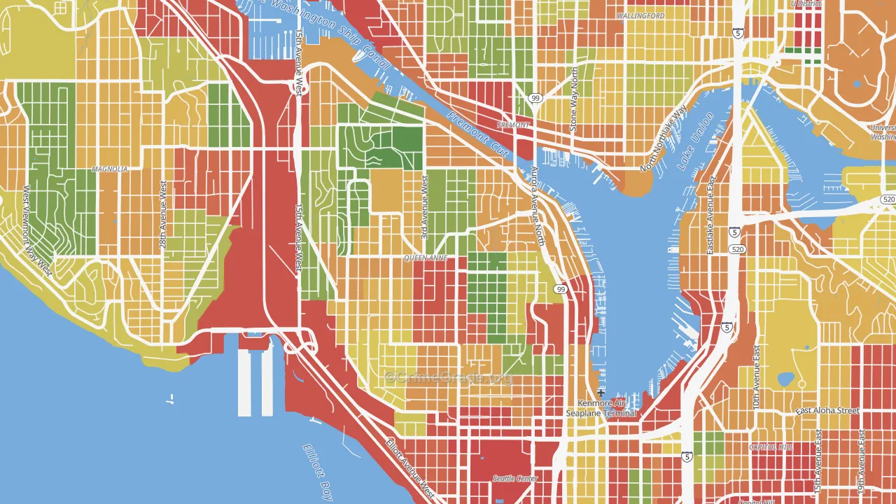 Queen Anne, Seattle, WA Map of Robbery Rates