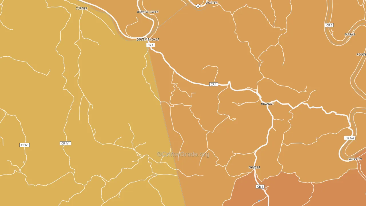 Queen Shoals, WV Map of Robbery Rates