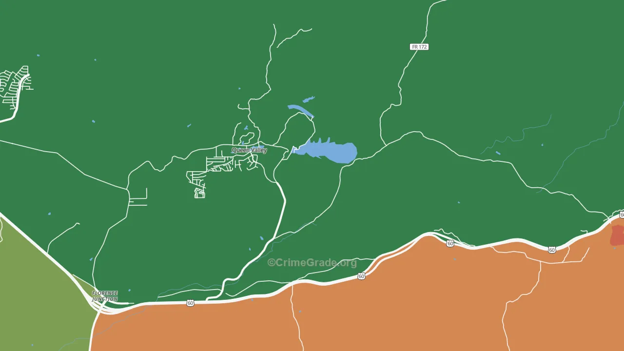 Queen Valley, AZ Map of Robbery Rates