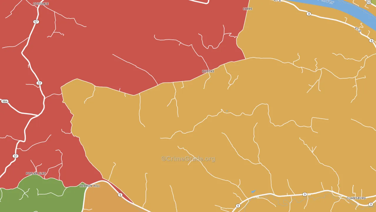 Queens, KY Map of Robbery Rates
