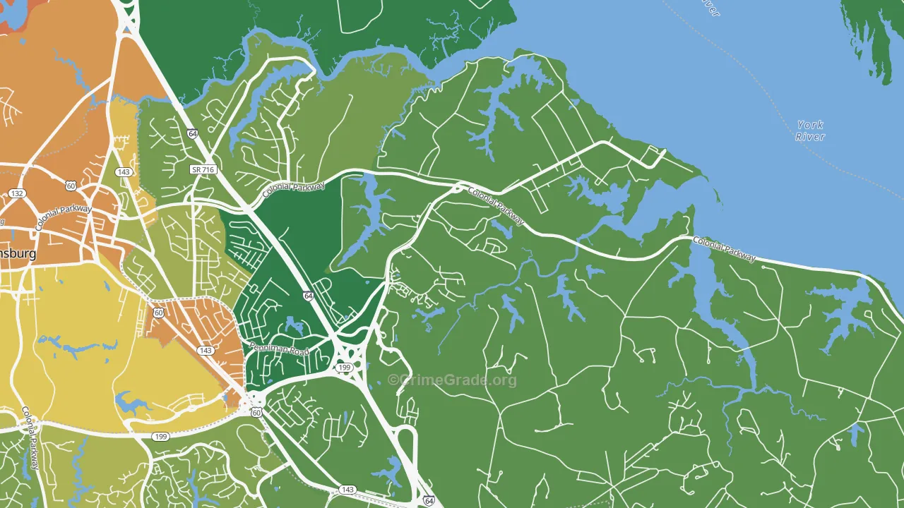 Queens Lake, VA Map of Robbery Rates