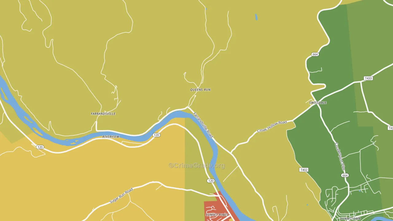 Queens Run, PA Map of Robbery Rates