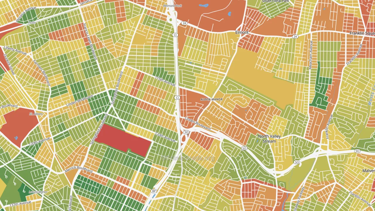 Queens Village, NY Map of Robbery Rates