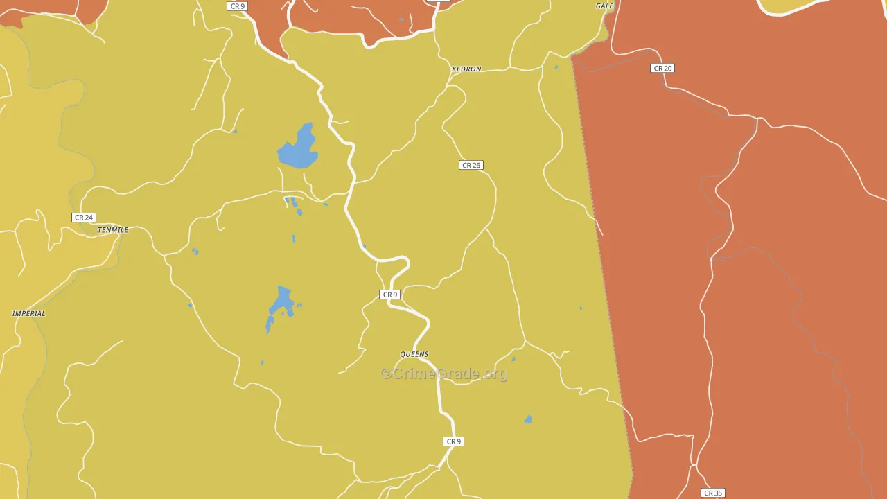 Queens, WV Map of Robbery Rates