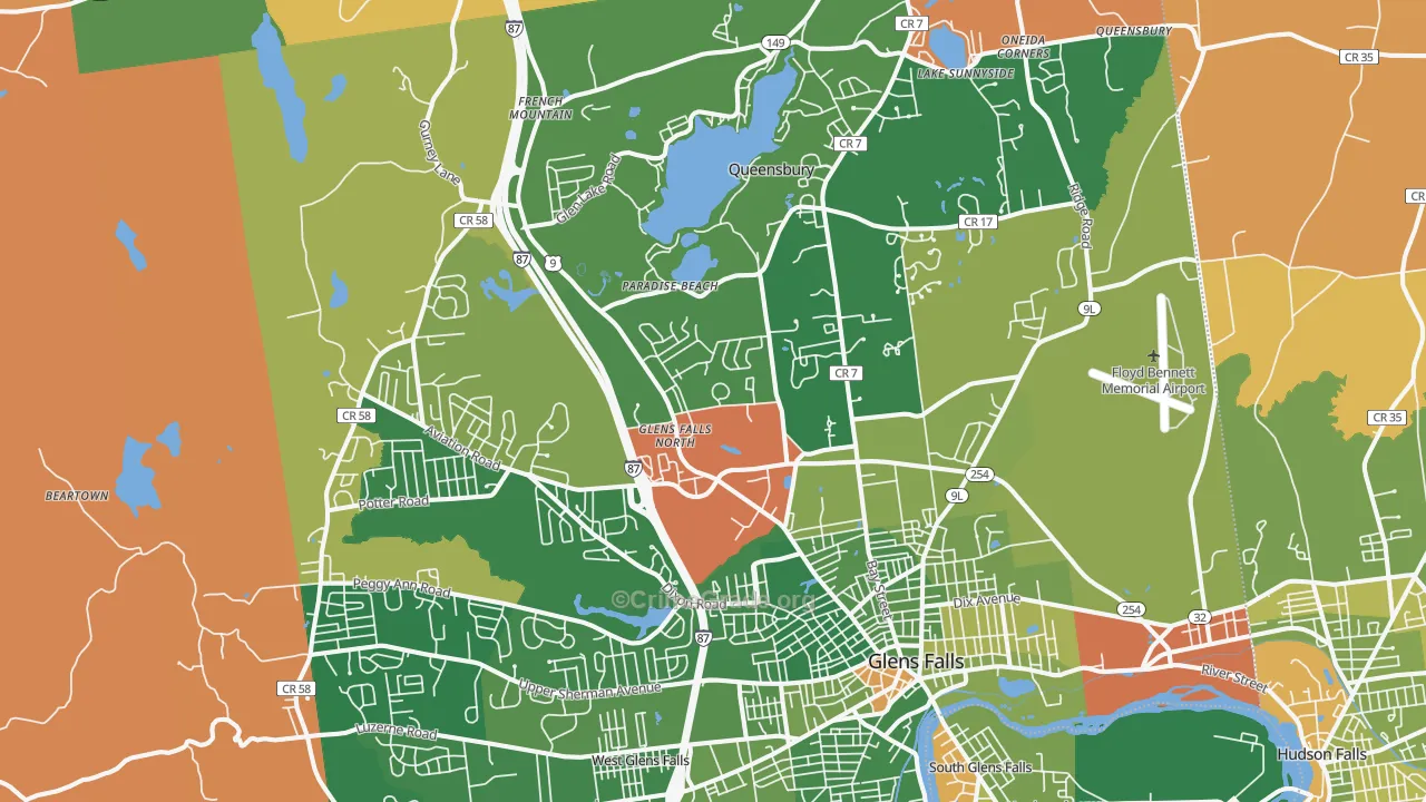 Queensbury, NY Map of Robbery Rates