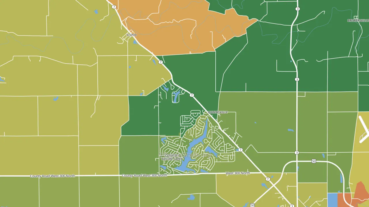 Queensville, IN Map of Robbery Rates
