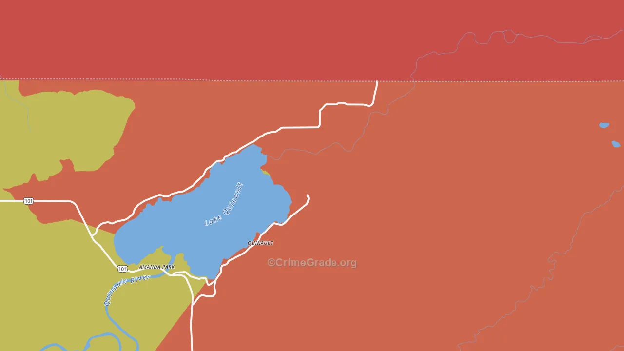Quinault, WA Map of Robbery Rates