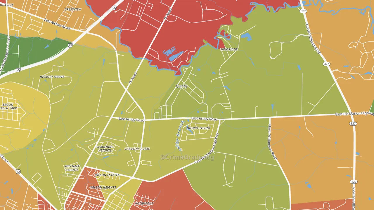 Quinby, SC Map of Robbery Rates