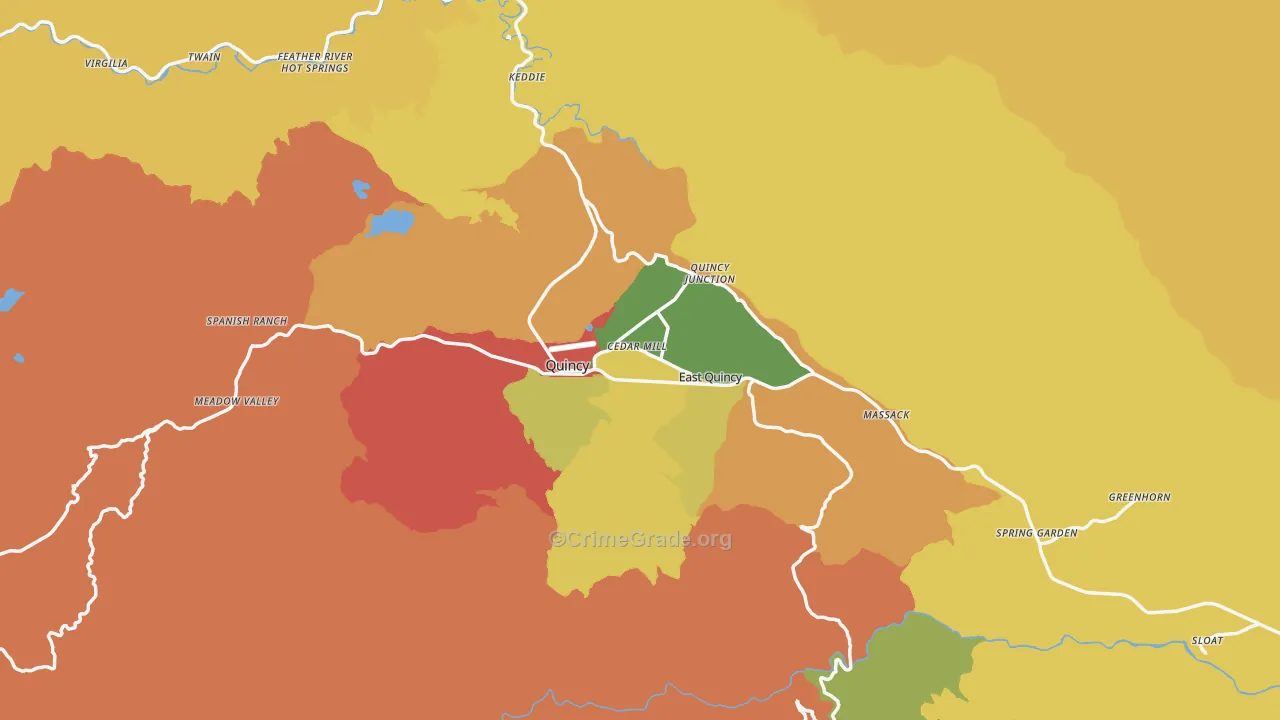 Quincy, CA Map of Robbery Rates