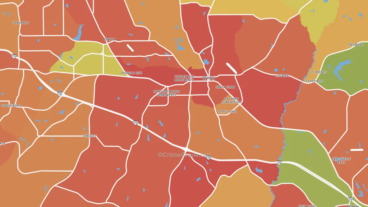 Quincy, FL Map of Robbery Rates