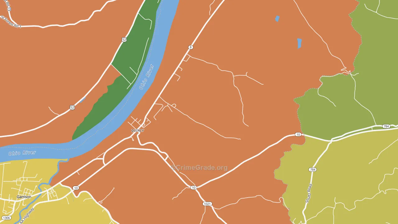 Quincy, KY Map of Robbery Rates