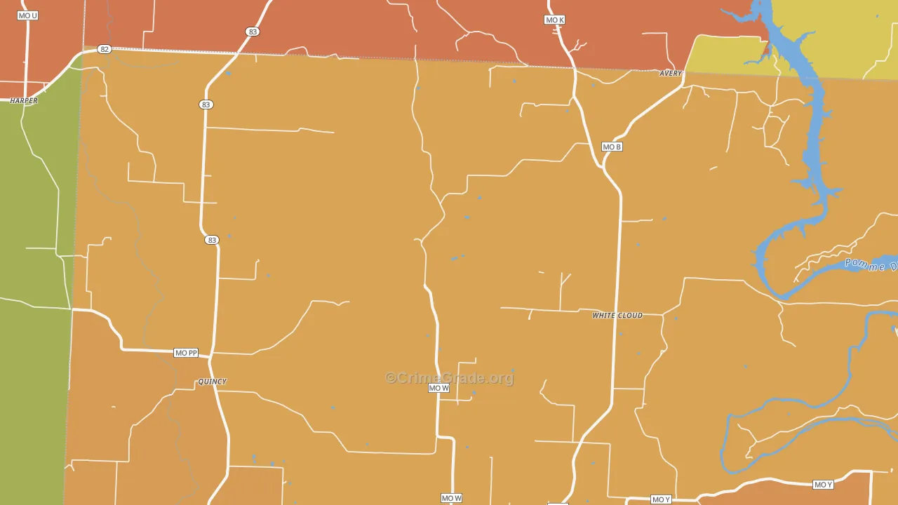 Quincy, MO Map of Robbery Rates