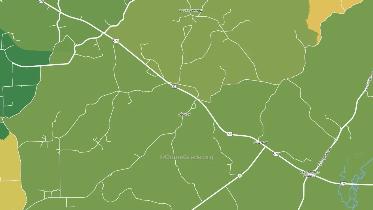 Quincy, MS Map of Robbery Rates