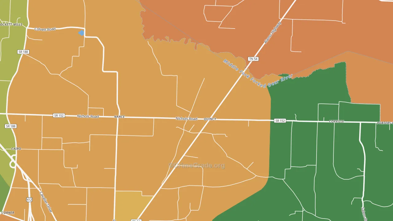 Quincy, TN Map of Robbery Rates