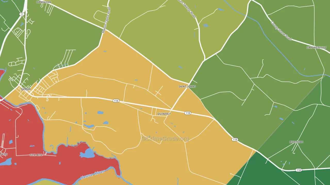 Quinerly, NC Map of Robbery Rates
