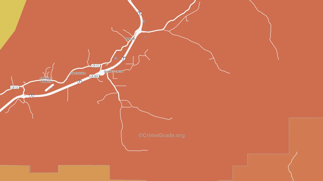 Quines Creek, OR Map of Robbery Rates
