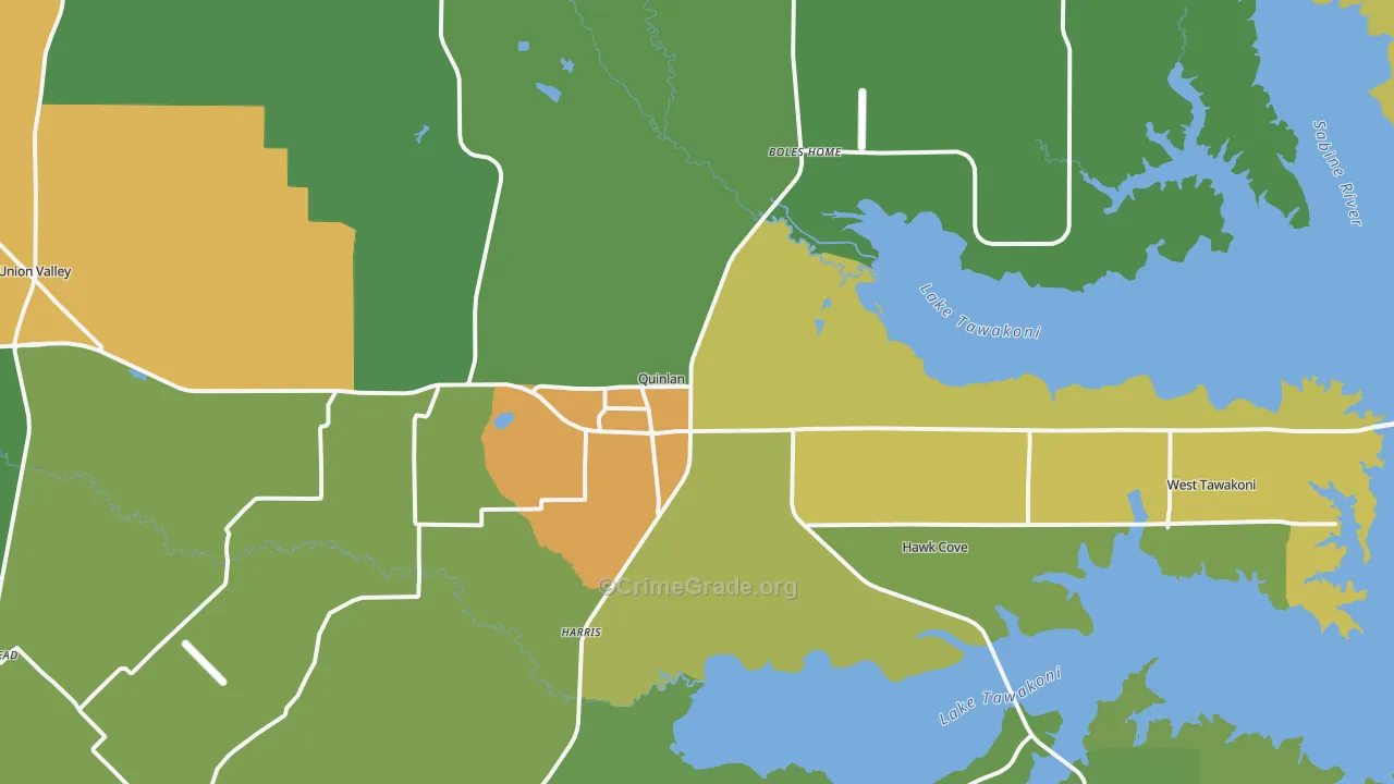 Quinlan, TX Map of Robbery Rates