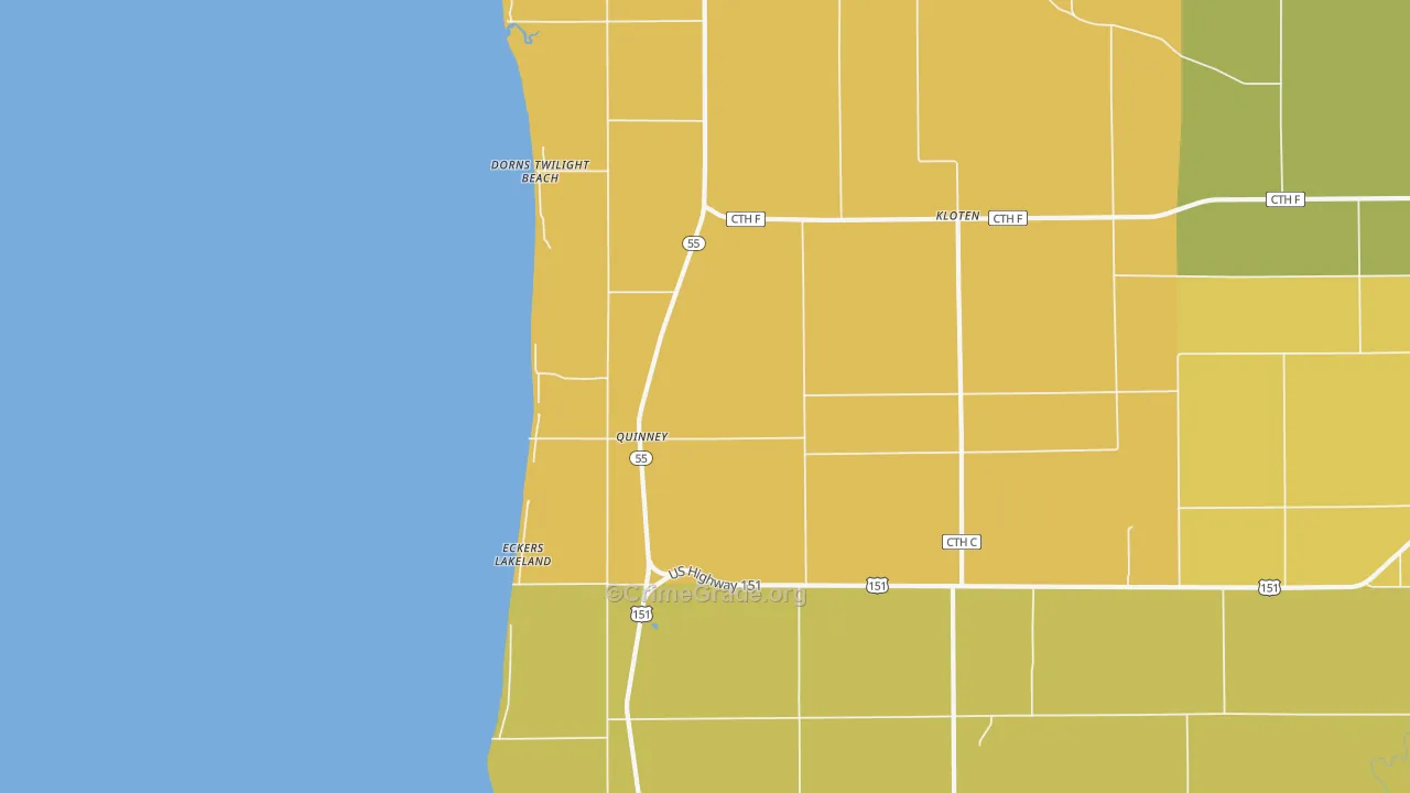 Quinney, WI Map of Robbery Rates