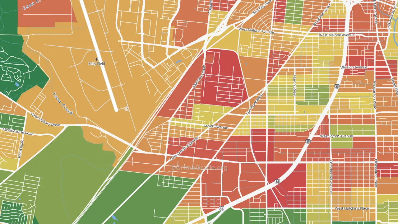 Quintana Community, San Antonio, TX Map of Robbery Rates