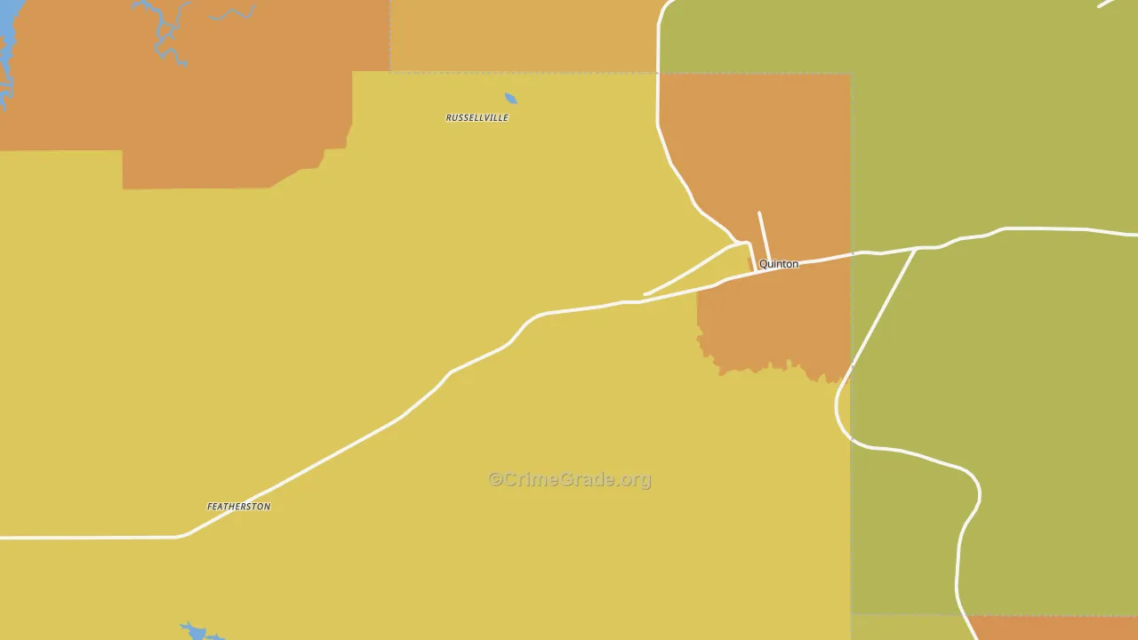 Quinton, OK Map of Robbery Rates