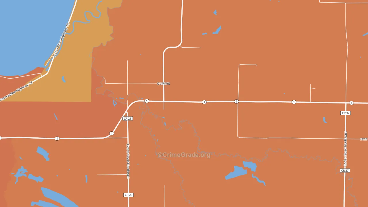 Quiring, MN Map of Robbery Rates