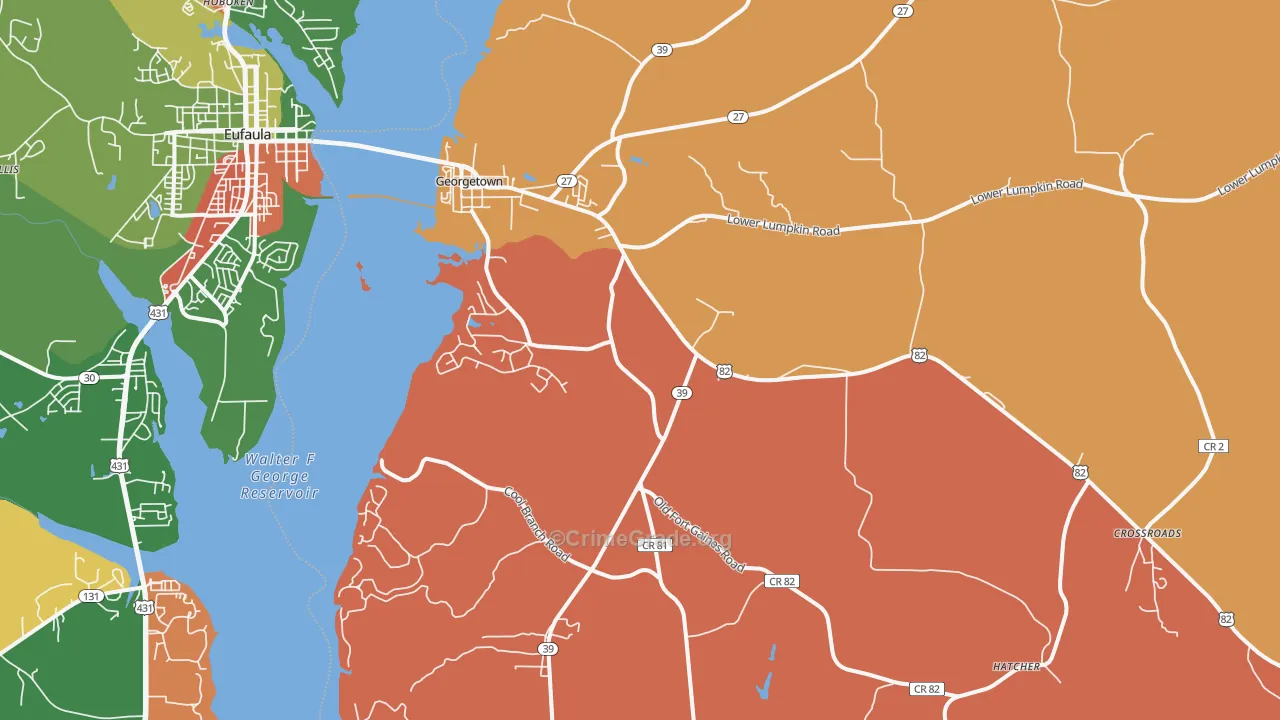 Quitman County, GA Map of Robbery Rates