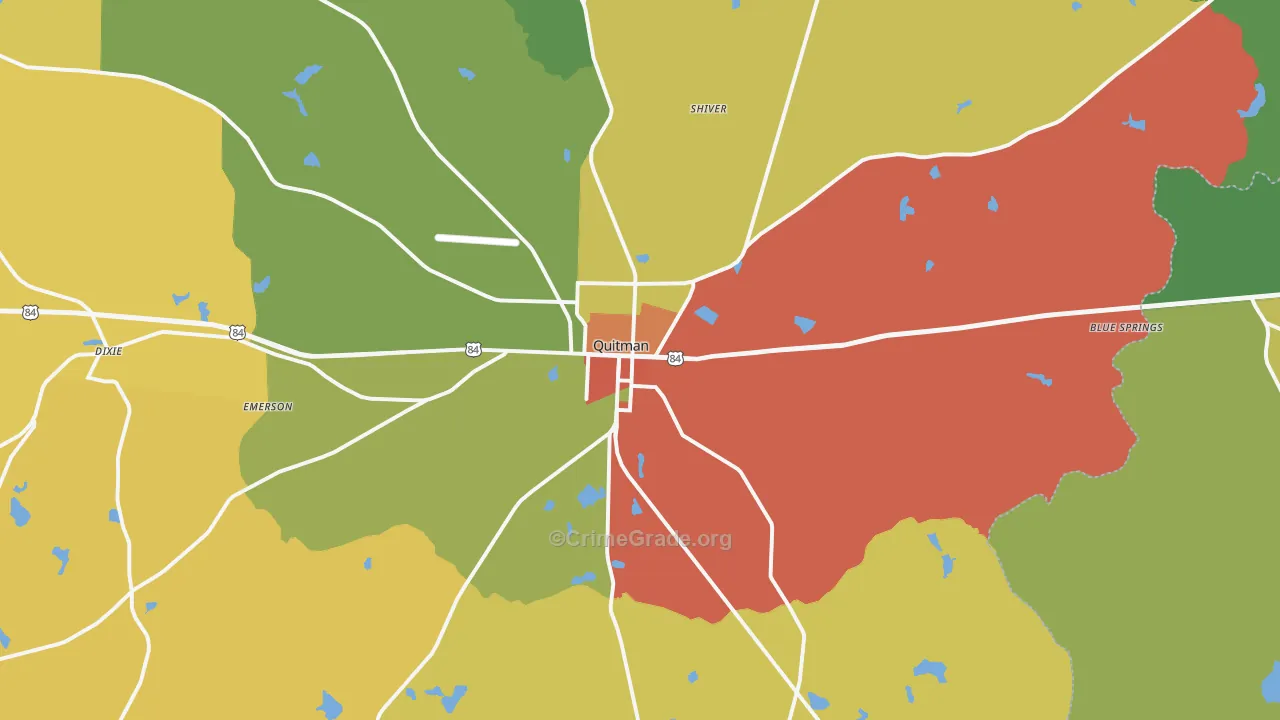 Quitman, GA Map of Robbery Rates