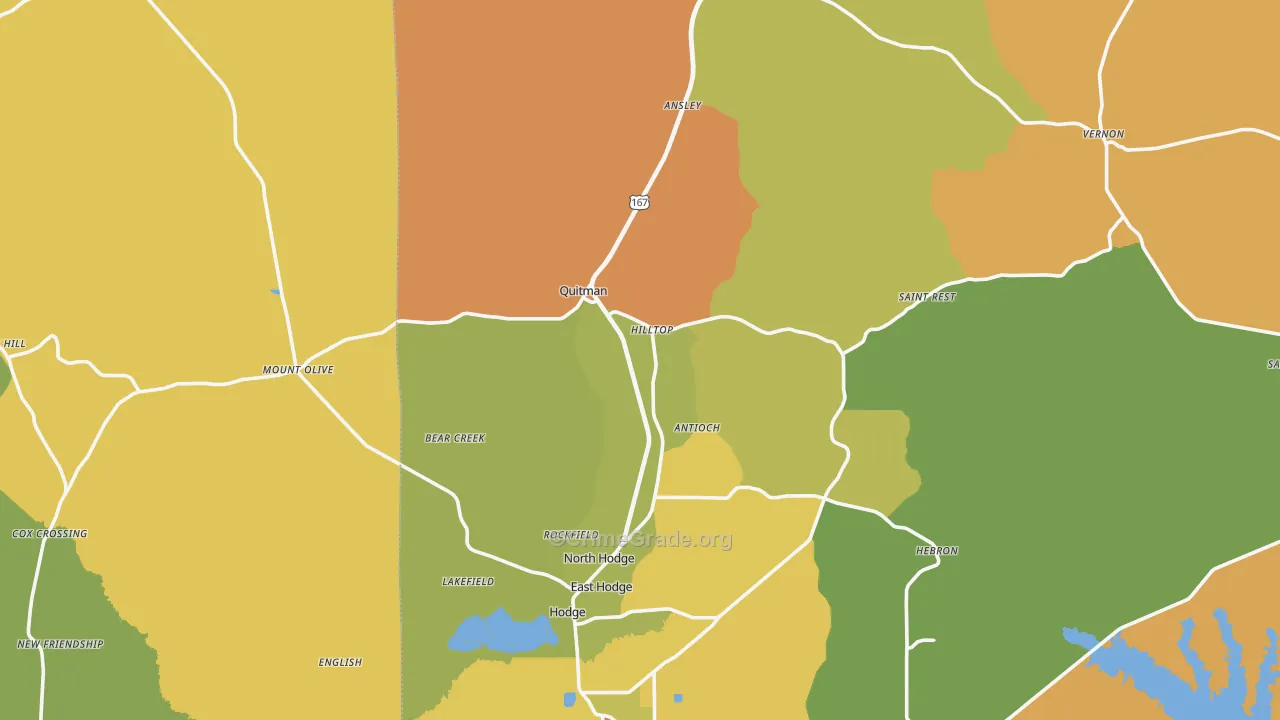 Quitman, LA Map of Robbery Rates