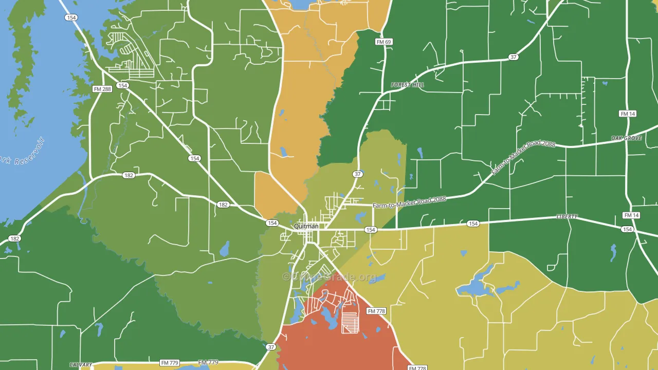 Quitman, TX Map of Robbery Rates