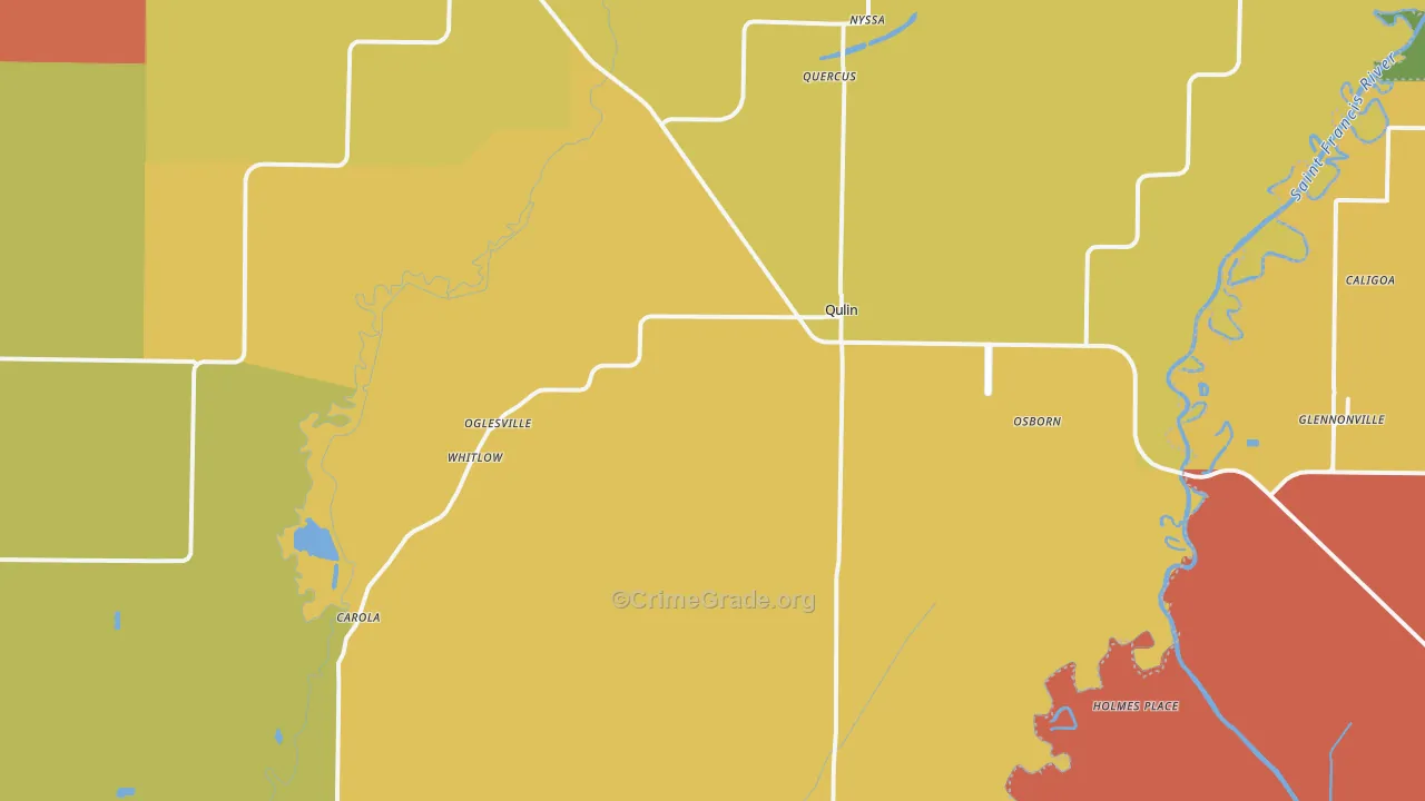 Qulin, MO Map of Robbery Rates