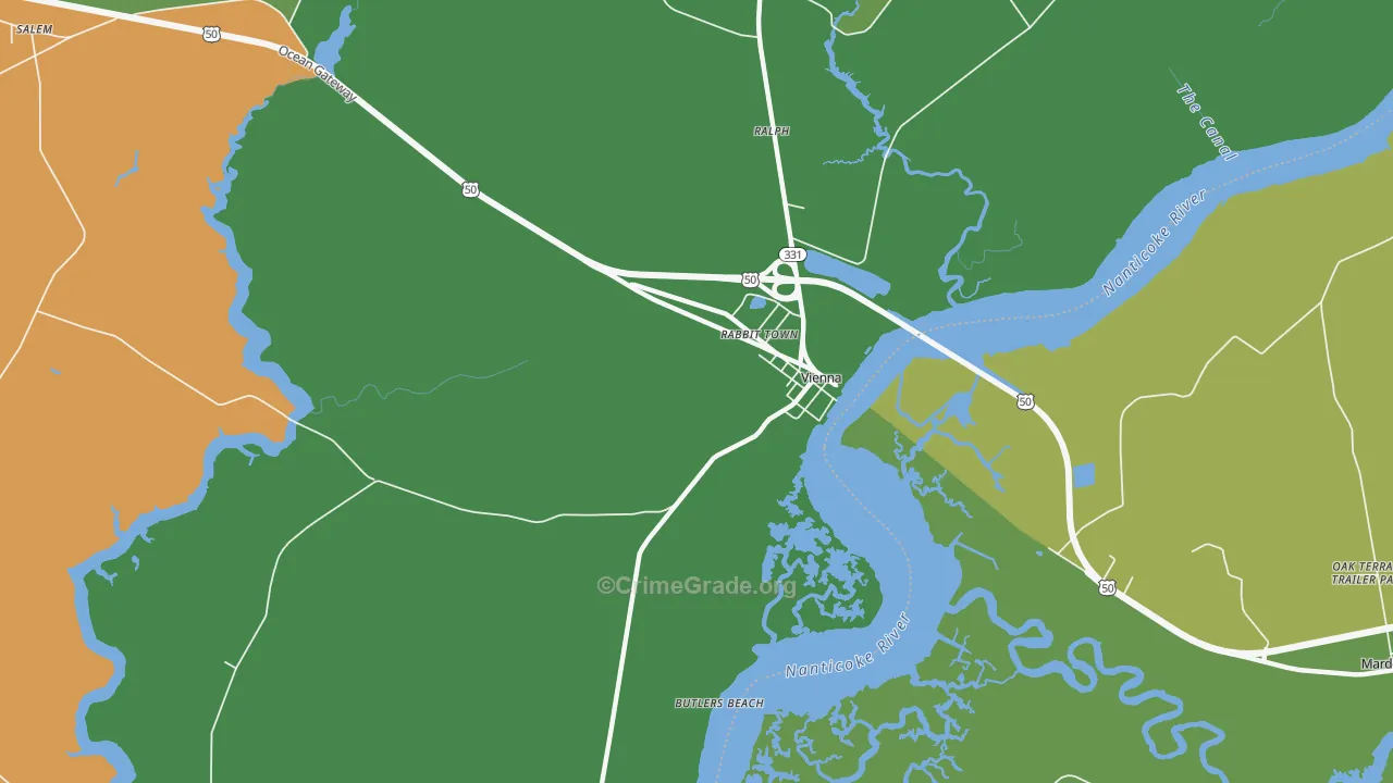 Rabbit Town, MD Map of Robbery Rates
