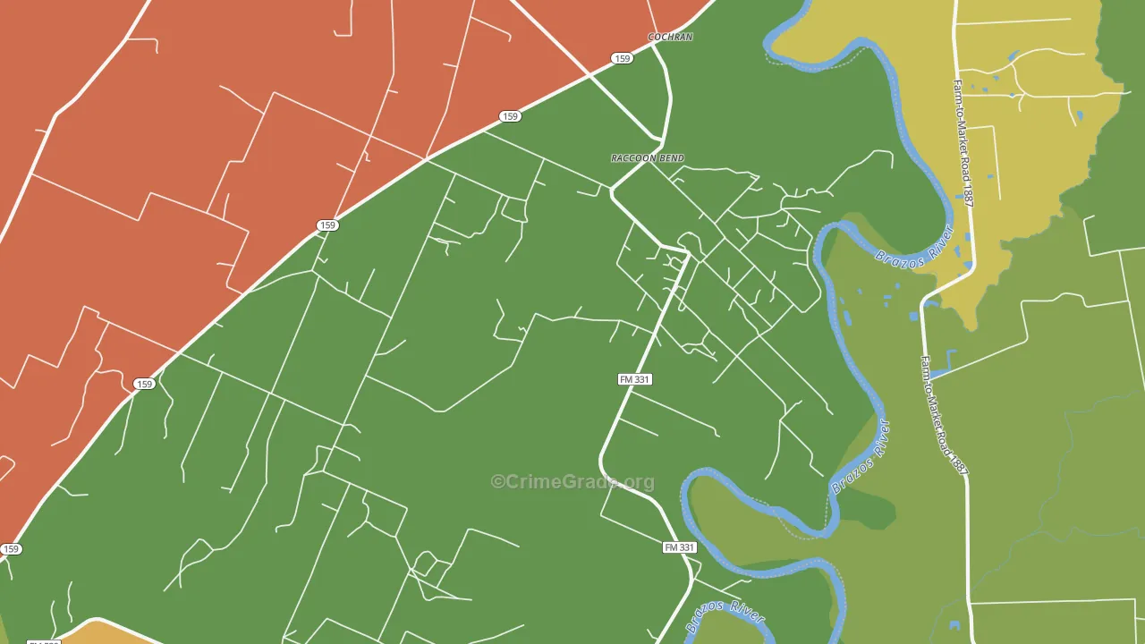 Raccoon Bend, TX Map of Robbery Rates