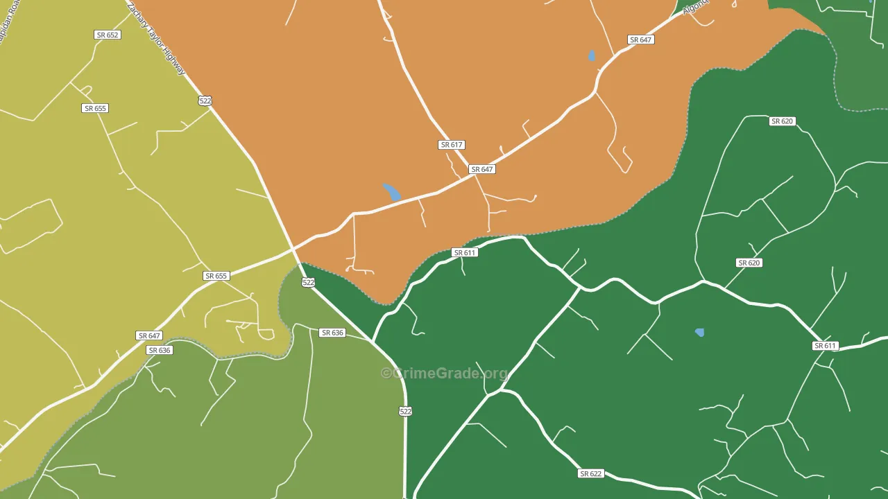 Raccoon Ford, VA Map of Robbery Rates