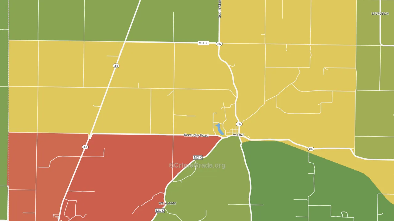 Racine, MO Map of Robbery Rates