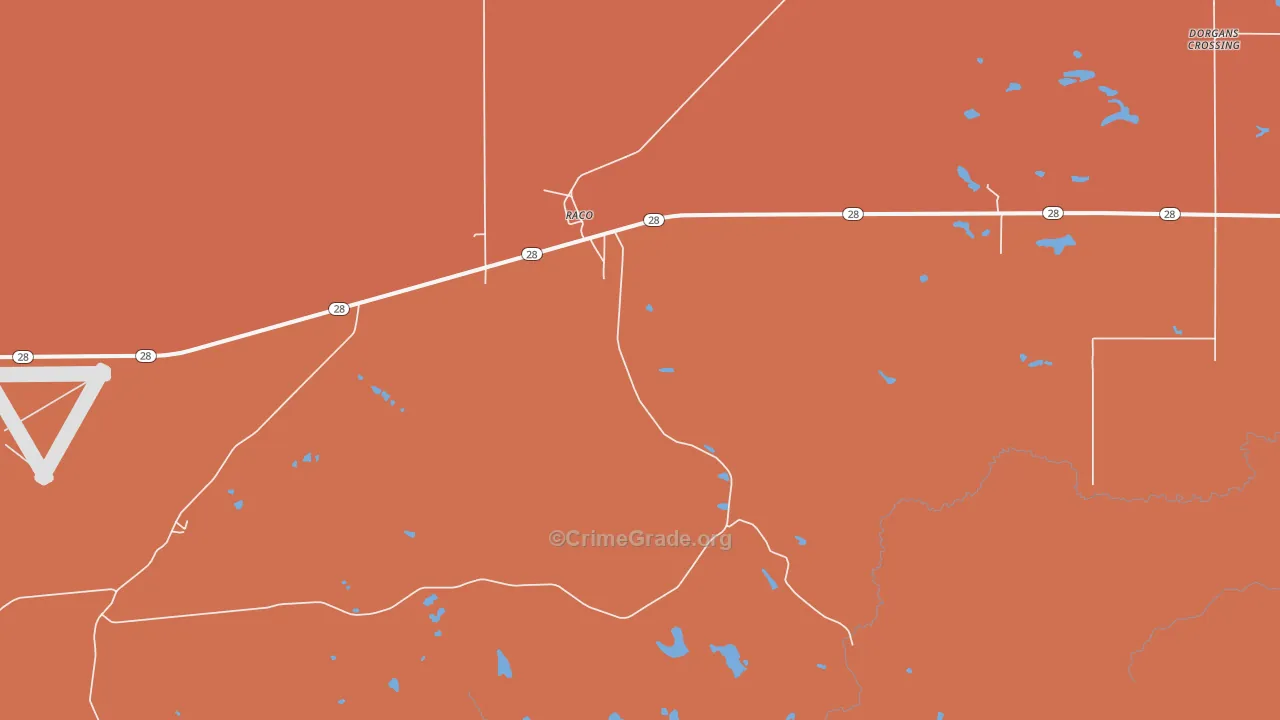 Raco, MI Map of Robbery Rates