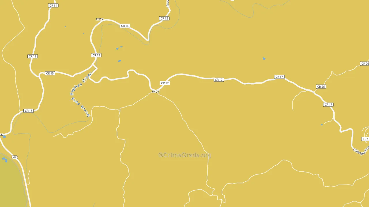 Racy, WV Map of Robbery Rates