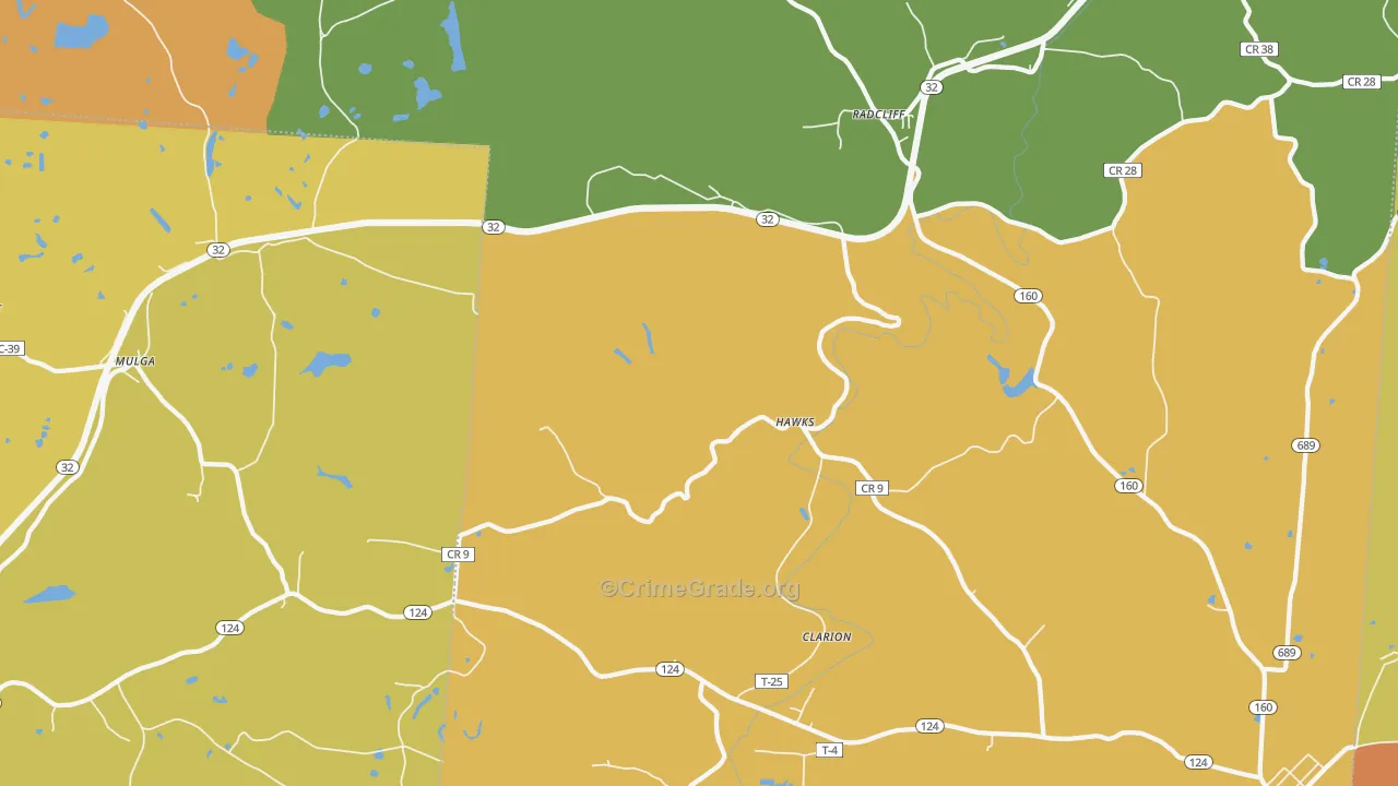 Radcliff, OH Map of Robbery Rates