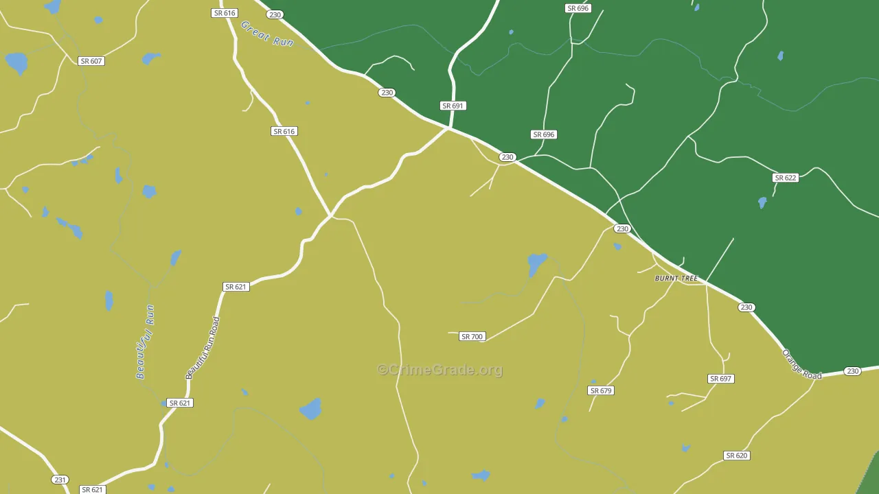 Radiant, VA Map of Robbery Rates