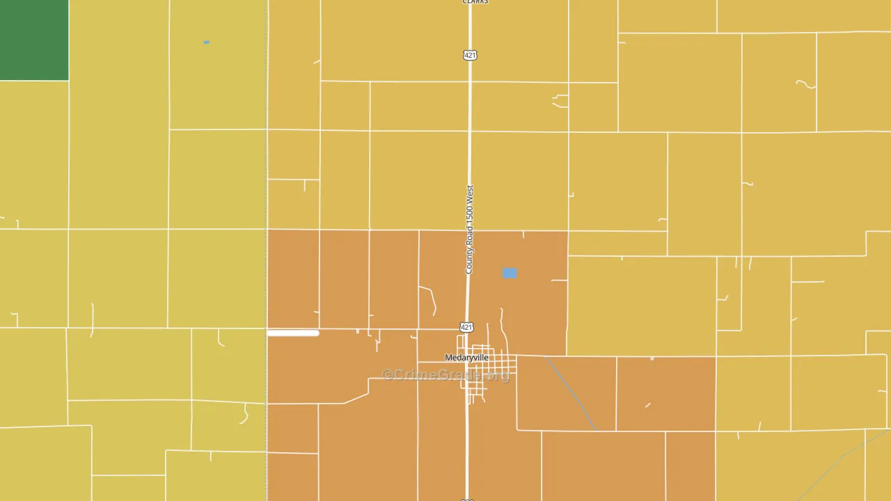 Radioville, IN Map of Robbery Rates