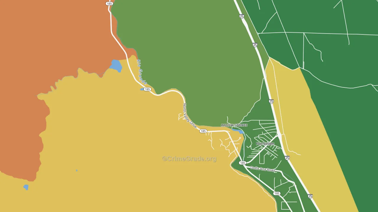Radium Springs, NM Map of Robbery Rates